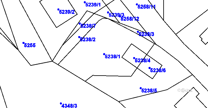 Parcela st. 5238/1 v KÚ Ústí nad Labem, Katastrální mapa