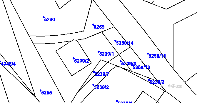 Parcela st. 5239/1 v KÚ Ústí nad Labem, Katastrální mapa