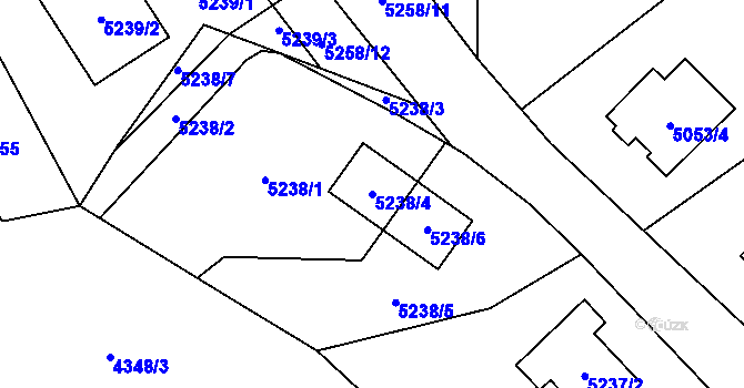 Parcela st. 5238/4 v KÚ Ústí nad Labem, Katastrální mapa
