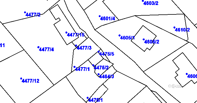 Parcela st. 4475/5 v KÚ Ústí nad Labem, Katastrální mapa