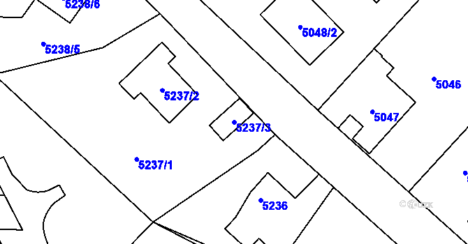 Parcela st. 5237/3 v KÚ Ústí nad Labem, Katastrální mapa