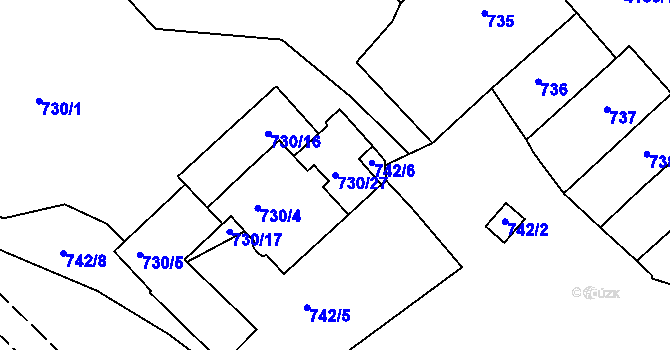 Parcela st. 730/27 v KÚ Ústí nad Labem, Katastrální mapa