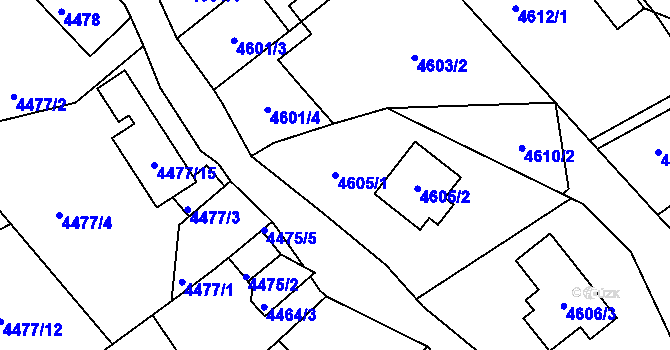Parcela st. 4605/1 v KÚ Ústí nad Labem, Katastrální mapa