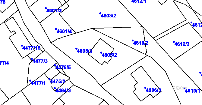 Parcela st. 4605/2 v KÚ Ústí nad Labem, Katastrální mapa