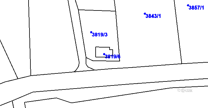 Parcela st. 3819/6 v KÚ Ústí nad Labem, Katastrální mapa