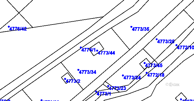 Parcela st. 4773/44 v KÚ Ústí nad Labem, Katastrální mapa