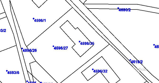 Parcela st. 4596/35 v KÚ Ústí nad Labem, Katastrální mapa