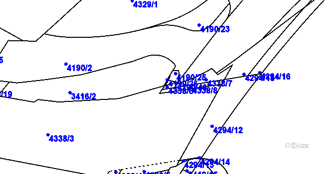 Parcela st. 4338/6 v KÚ Ústí nad Labem, Katastrální mapa