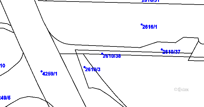Parcela st. 2610/38 v KÚ Ústí nad Labem, Katastrální mapa