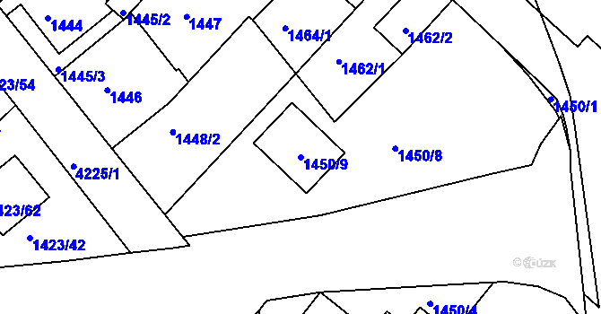 Parcela st. 1450/9 v KÚ Ústí nad Labem, Katastrální mapa