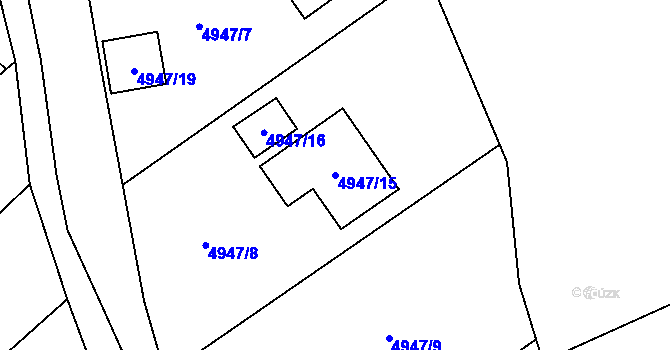 Parcela st. 4947/15 v KÚ Ústí nad Labem, Katastrální mapa