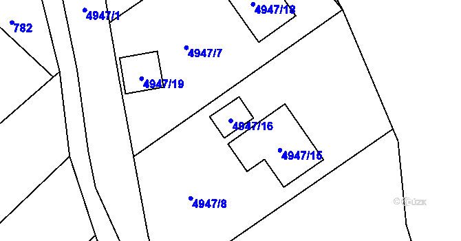 Parcela st. 4947/16 v KÚ Ústí nad Labem, Katastrální mapa