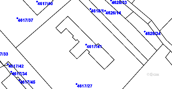 Parcela st. 4617/41 v KÚ Ústí nad Labem, Katastrální mapa