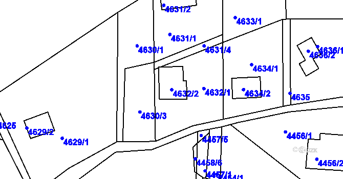 Parcela st. 4632/2 v KÚ Ústí nad Labem, Katastrální mapa
