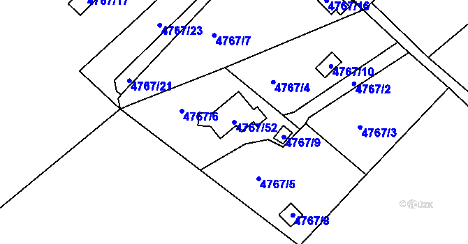 Parcela st. 4767/52 v KÚ Ústí nad Labem, Katastrální mapa