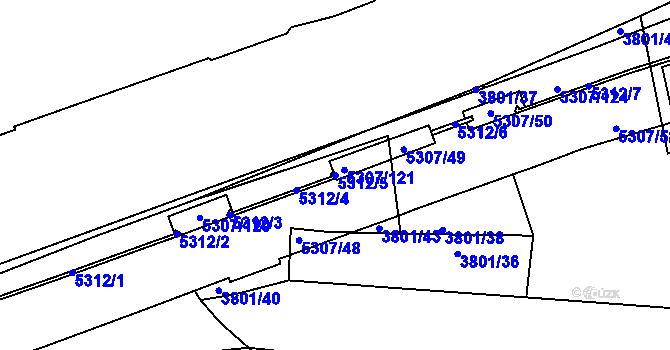 Parcela st. 5312/5 v KÚ Ústí nad Labem, Katastrální mapa