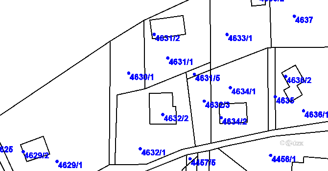 Parcela st. 4631/4 v KÚ Ústí nad Labem, Katastrální mapa