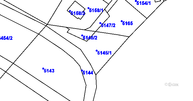 Parcela st. 5145/1 v KÚ Ústí nad Labem, Katastrální mapa
