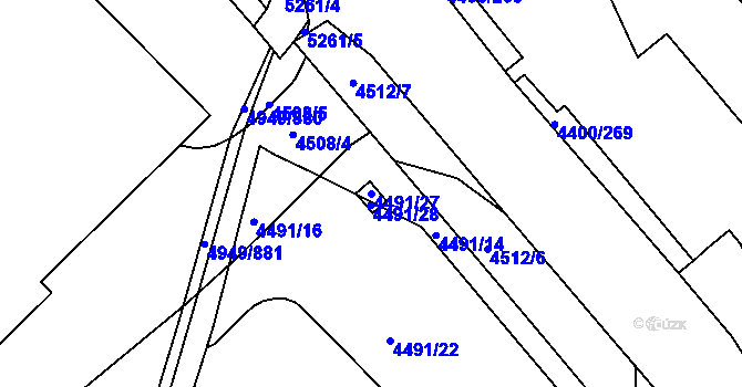 Parcela st. 4491/27 v KÚ Ústí nad Labem, Katastrální mapa