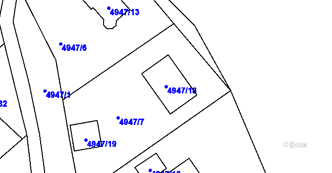 Parcela st. 4947/18 v KÚ Ústí nad Labem, Katastrální mapa