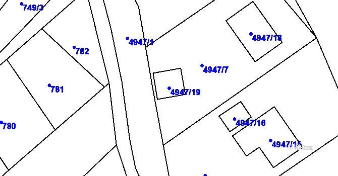 Parcela st. 4947/19 v KÚ Ústí nad Labem, Katastrální mapa