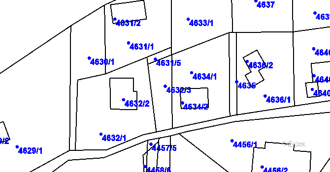 Parcela st. 4632/3 v KÚ Ústí nad Labem, Katastrální mapa
