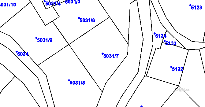 Parcela st. 5031/7 v KÚ Ústí nad Labem, Katastrální mapa