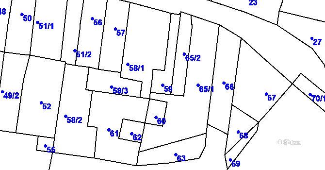 Parcela st. 59 v KÚ Trmice, Katastrální mapa