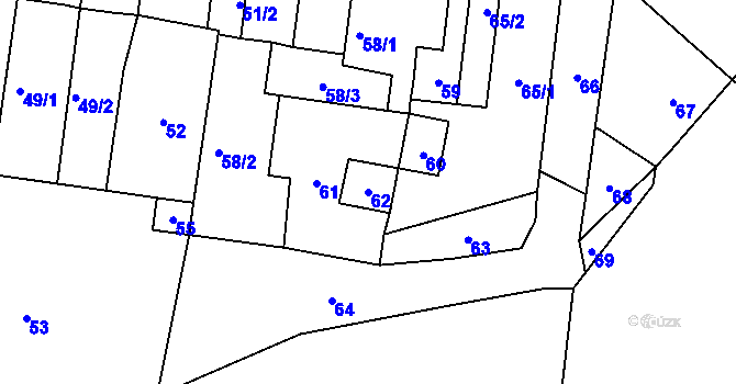 Parcela st. 62 v KÚ Trmice, Katastrální mapa