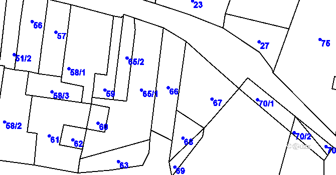 Parcela st. 66 v KÚ Trmice, Katastrální mapa