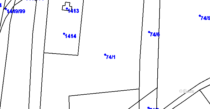 Parcela st. 74/1 v KÚ Trmice, Katastrální mapa