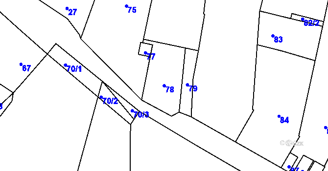 Parcela st. 78 v KÚ Trmice, Katastrální mapa