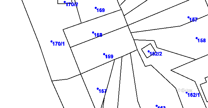 Parcela st. 159 v KÚ Trmice, Katastrální mapa