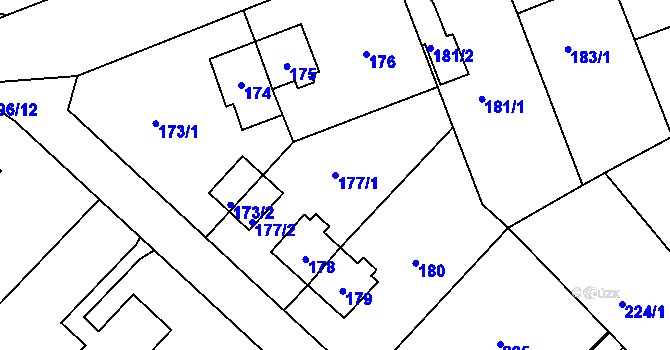 Parcela st. 177/1 v KÚ Trmice, Katastrální mapa