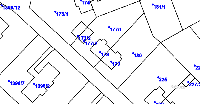 Parcela st. 178 v KÚ Trmice, Katastrální mapa