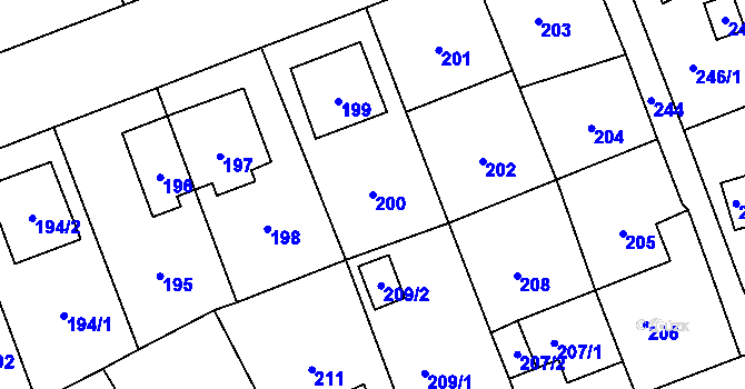 Parcela st. 200 v KÚ Trmice, Katastrální mapa