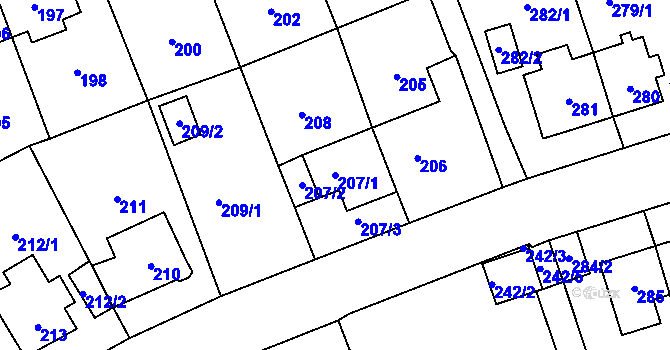 Parcela st. 207/1 v KÚ Trmice, Katastrální mapa