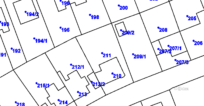 Parcela st. 211 v KÚ Trmice, Katastrální mapa