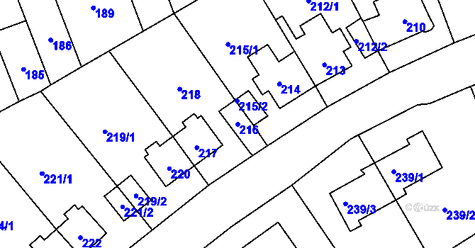 Parcela st. 216 v KÚ Trmice, Katastrální mapa