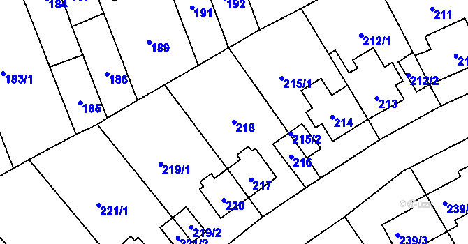 Parcela st. 218 v KÚ Trmice, Katastrální mapa