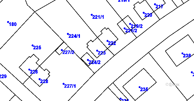 Parcela st. 223 v KÚ Trmice, Katastrální mapa