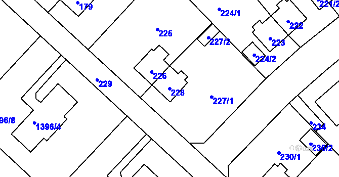 Parcela st. 228 v KÚ Trmice, Katastrální mapa