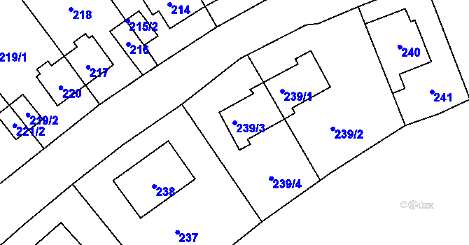 Parcela st. 239/3 v KÚ Trmice, Katastrální mapa