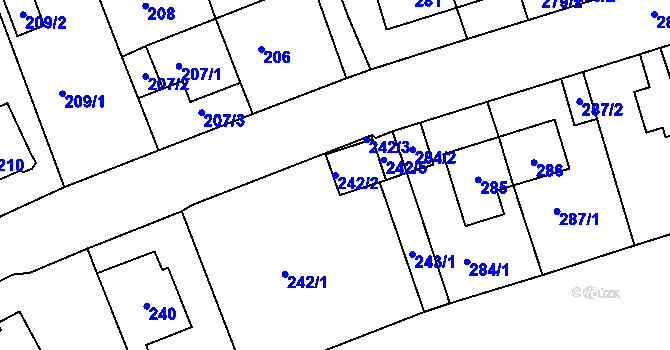 Parcela st. 242/2 v KÚ Trmice, Katastrální mapa