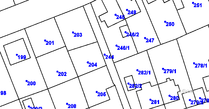Parcela st. 244 v KÚ Trmice, Katastrální mapa