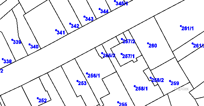 Parcela st. 256/2 v KÚ Trmice, Katastrální mapa