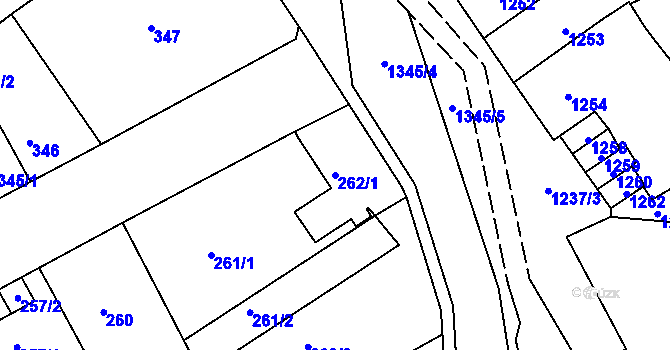 Parcela st. 262/1 v KÚ Trmice, Katastrální mapa