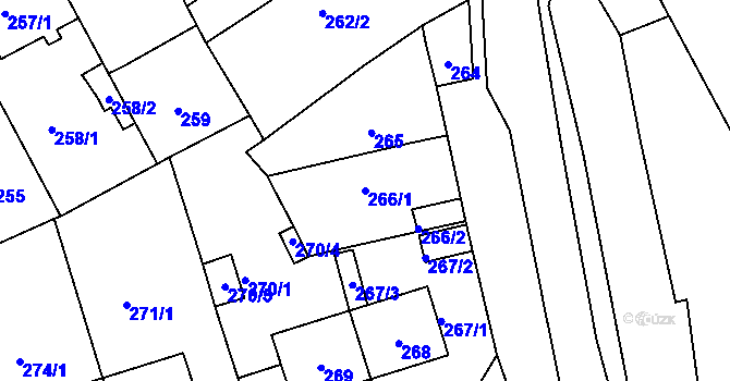 Parcela st. 266/1 v KÚ Trmice, Katastrální mapa