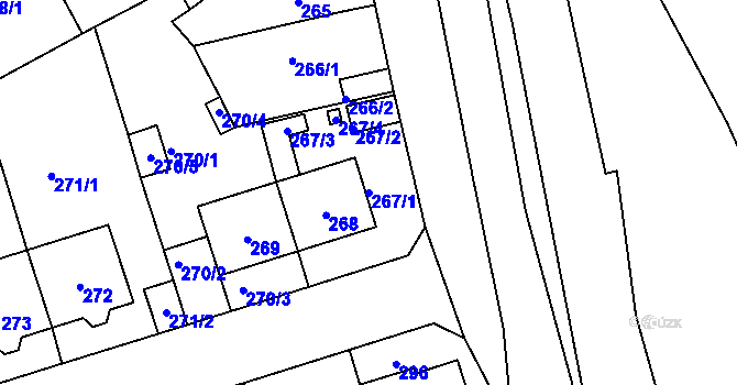 Parcela st. 267/1 v KÚ Trmice, Katastrální mapa