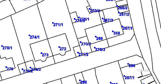 Parcela st. 270/2 v KÚ Trmice, Katastrální mapa